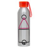 Aluminum Sports Bottle 650ml – Silver with Red Cap and Silicone Strap