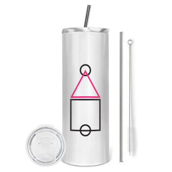The squid game ojingeo, Eco friendly stainless steel tumbler 600ml, with metal straw & cleaning brush