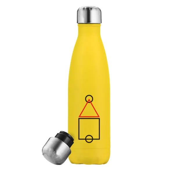 The squid game ojingeo — Yellow Stainless Steel Metallic Thermos, double-walled, 500ml