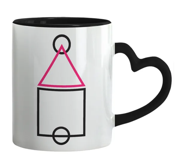 The squid game ojingeo — Mug heart black handle, ceramic, 330ml