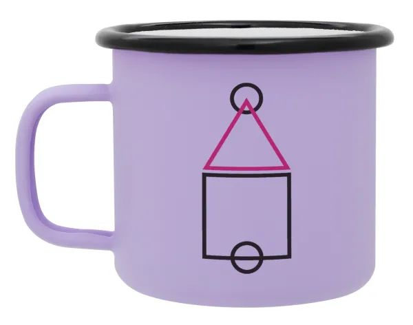 The squid game ojingeo — Metal enamel mug, matte light pastel purple, 360ml