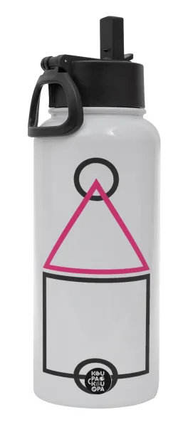 The squid game ojingeo — Metal mug thermo White with Straw and Spout Lid (Stainless steel), double wall, 950ml