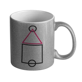 The squid game ojingeo, Κούπα Ασημένια Glitter που γυαλίζει, κεραμική, 330ml