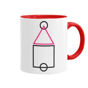 The squid game ojingeo, Κούπα χρωματιστή κόκκινη, κεραμική, 330ml