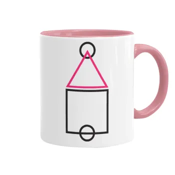 The squid game ojingeo, Mug colored pink, ceramic, 330ml