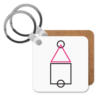 The squid game ojingeo, Μπρελόκ Ξύλινο τετράγωνο MDF