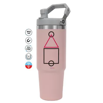 The squid game ojingeo, Pink color, 890ml (30oz) stainless Steel Tumbler with Handle