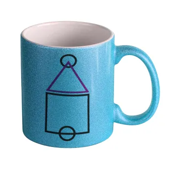 The squid game ojingeo, Κούπα Σιέλ Glitter που γυαλίζει, κεραμική, 330ml