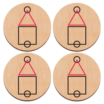 The squid game ojingeo, ΣΕΤ x4 Σουβέρ ξύλινα στρογγυλά plywood (9cm)