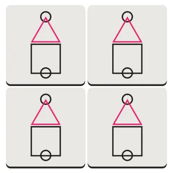 The squid game ojingeo, ΣΕΤ 4 Σουβέρ ξύλινα τετράγωνα (9cm)