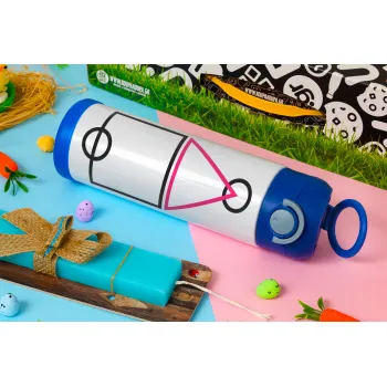 The squid game ojingeo, Πασχαλινή Λαμπάδα με Παιδικό παγούρι θερμό, ανοξείδωτο, με καλαμάκι ασφαλείας, ΜΠΛΕ (500ml)