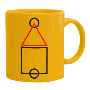 The squid game ojingeo, Ceramic coffee mug yellow, 330ml
