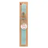 Easter Set, wooden keychain & aromatic flat Easter candle (30cm) (TURQUOISE)
