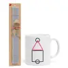 Easter Set, Ceramic Cup (330ml) & Easter aromatic flat candle (30cm) (GRAY)