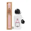 Easter Set, metallic aluminum bottle (500ml) & aromatic flat Easter candle (30cm) (PINK)