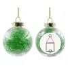 Στολίδι Χριστουγεννιάτικη μπάλα δένδρου διάφανη με πράσινο γέμισμα 8cm