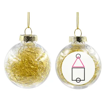 The squid game ojingeo, Transparent Christmas tree ball ornament with gold filling 8cm
