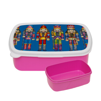 Christmas Nutcrackers, ΡΟΖ παιδικό δοχείο φαγητού (lunchbox) πλαστικό (BPA-FREE) Lunch Βox M18 x Π13 x Υ6cm