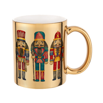 Christmas Nutcrackers, Mug ceramic, gold mirror, 330ml