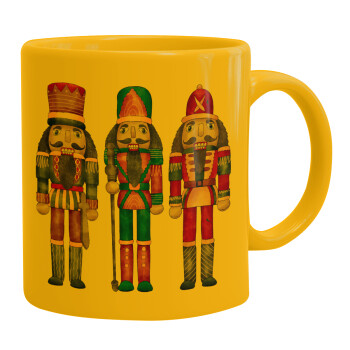 Christmas Nutcrackers, Ceramic coffee mug yellow, 330ml (1pcs)