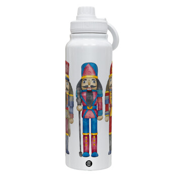 Christmas Nutcrackers, 1L Stainless Steel Thermal Bottle with Phone Holder & Double Wall Insulation