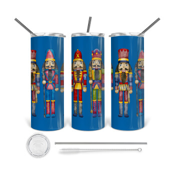 Christmas Nutcrackers, 360 Eco friendly stainless steel tumbler 600ml, with metal straw & cleaning brush