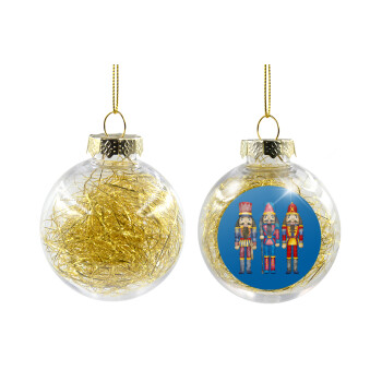 Christmas Nutcrackers, Χριστουγεννιάτικη μπάλα δένδρου διάφανη με χρυσό γέμισμα 8cm
