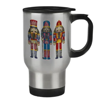 Christmas Nutcrackers, Stainless steel travel mug with lid, double wall 450ml