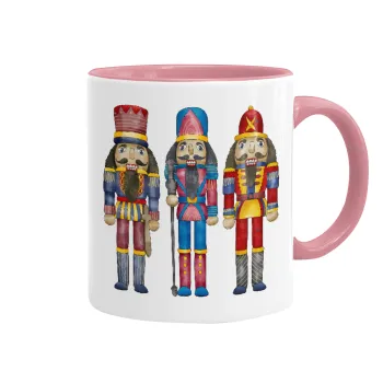 Christmas Nutcrackers, Mug colored pink, ceramic, 330ml
