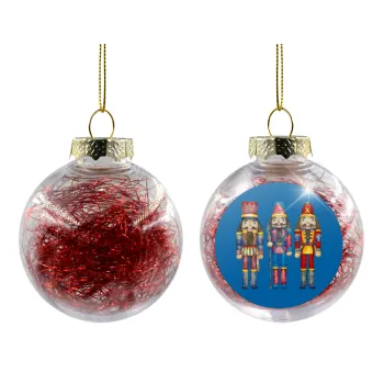 Christmas Nutcrackers, Transparent Christmas tree ball ornament with red filling 8cm