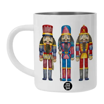 Christmas Nutcrackers, BIG Mug Stainless steel double wall (450ml, White)