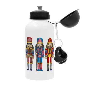 Christmas Nutcrackers, Metal water bottle, White, aluminum 500ml