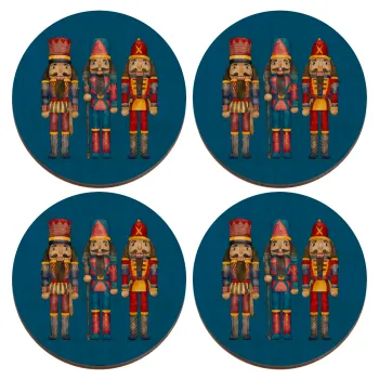 Christmas Nutcrackers, ΣΕΤ x4 Σουβέρ ξύλινα στρογγυλά plywood (9cm)