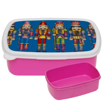 Christmas Nutcrackers, ΡΟΖ παιδικό δοχείο φαγητού (lunchbox) πλαστικό (BPA-FREE) Lunch Βox M18 x Π13 x Υ6cm