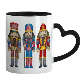Christmas Nutcrackers, Mug heart black handle, ceramic, 330ml