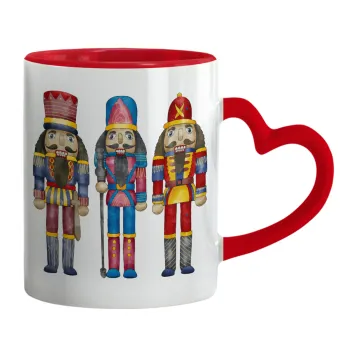 Christmas Nutcrackers, Mug heart red handle, ceramic, 330ml