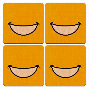 Big Smile, ΣΕΤ x4 Σουβέρ ξύλινα τετράγωνα plywood (9cm)