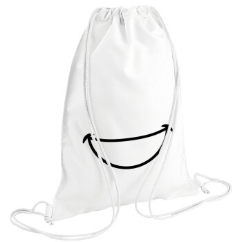 Χαμογέλα, Τσάντα πλάτης πουγκί GYMBAG λευκή (28x40cm)