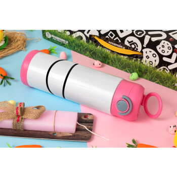 Big Smile, Easter candle, Childrens hot water bottle, stainless steel, with safety straw, PINK (500ml)