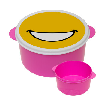 Χαμογέλα, ΡΟΖ παιδικό δοχείο φαγητού (lunchbox) πλαστικό (BPA-FREE) Lunch Βox M16 x Π16 x Υ8cm