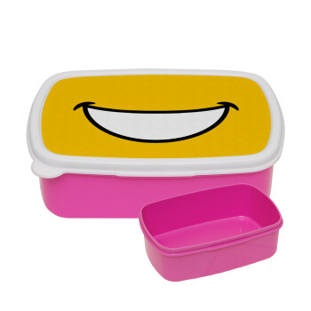 Χαμογέλα, ΡΟΖ παιδικό δοχείο φαγητού (lunchbox) πλαστικό (BPA-FREE) Lunch Βox M18 x Π13 x Υ6cm