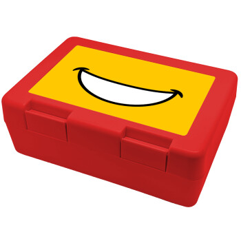 Big Smile, Children's cookie container RED 185x128x65mm (BPA free plastic)