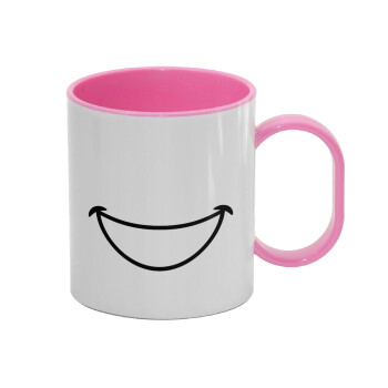 Χαμογέλα, Κούπα (πλαστική) (BPA-FREE) Polymer Ροζ για παιδιά, 330ml
