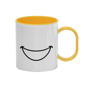 Χαμογέλα, Κούπα (πλαστική) (BPA-FREE) Polymer Κίτρινη για παιδιά, 330ml