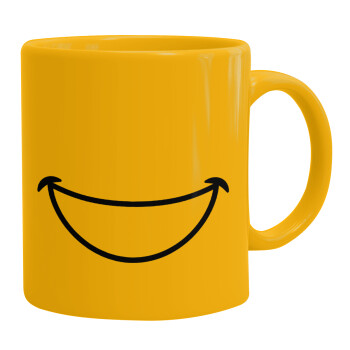 Big Smile, Ceramic coffee mug yellow, 330ml
