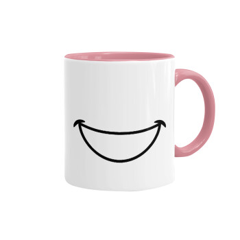 Χαμογέλα, Κούπα χρωματιστή ροζ, κεραμική, 330ml