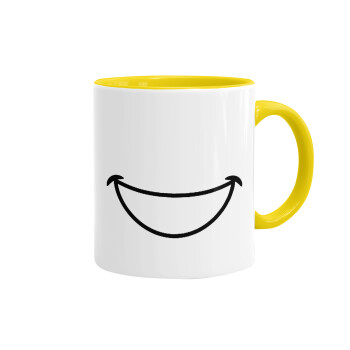 Χαμογέλα, Κούπα χρωματιστή κίτρινη, κεραμική, 330ml