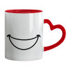 Κούπα καρδιά χερούλι κόκκινη, κεραμική, 330ml