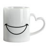 Κούπα καρδιά χερούλι λευκή, κεραμική, 330ml