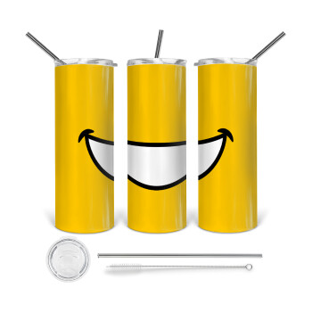 Big Smile, Tumbler stainless steel 600ml, with metal straw & cleaning brush